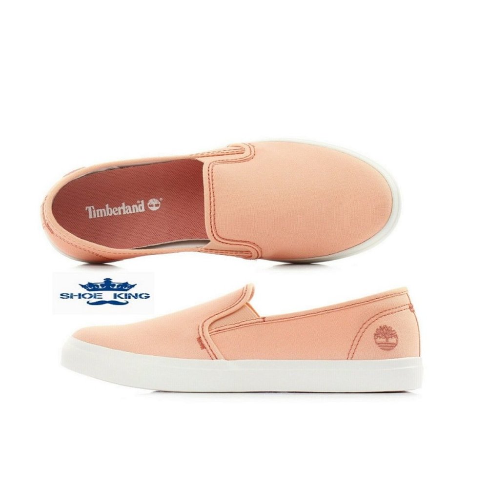 Timberland Women's Newport Bay Canvas Textile Pink Slip On Shoes A1YTT ALL SIZES
